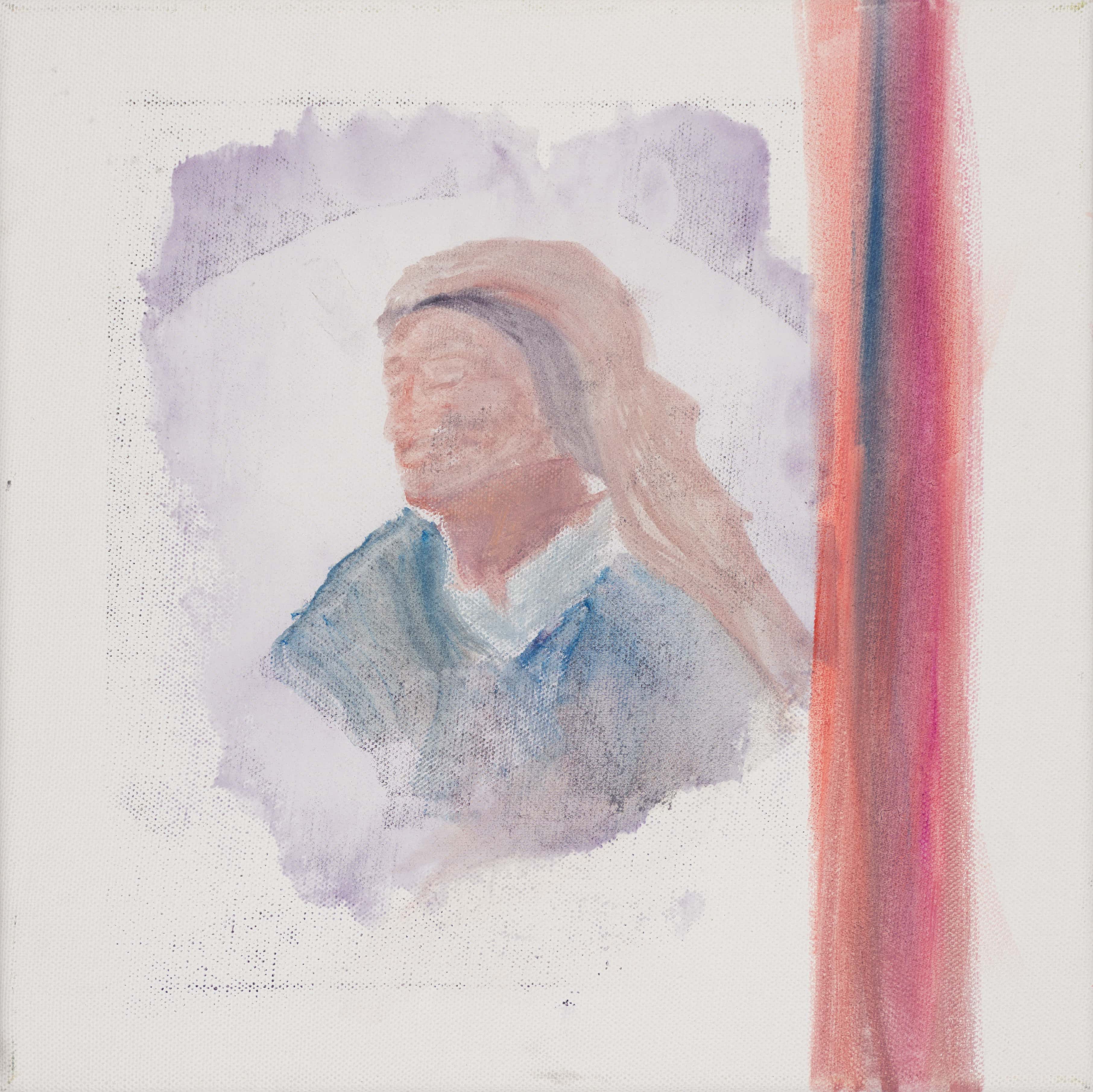 Malerei, Öl auf Leinwand, 30cm x 30cm, Frauenkopf mit geschlossenen Augen, artist: Franziska King