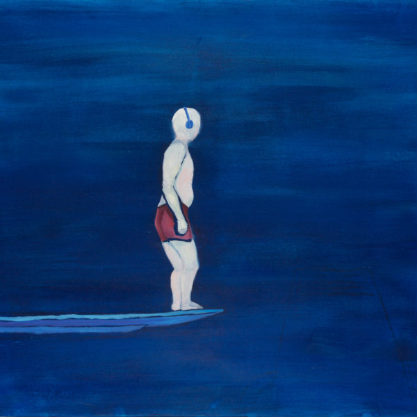 Malerei, Öl auf Leinwand, 100cm x 80cm, Mann auf dem Sprungbrett im Schwimmbad, artist: Franziska King