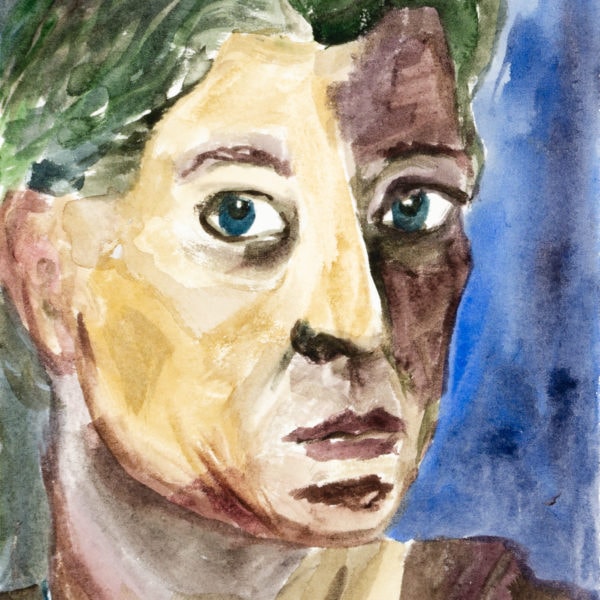 Malerei, Aquarell auf Papier, 12cm x 16cm, Selbstportrait, artist: Franziska King