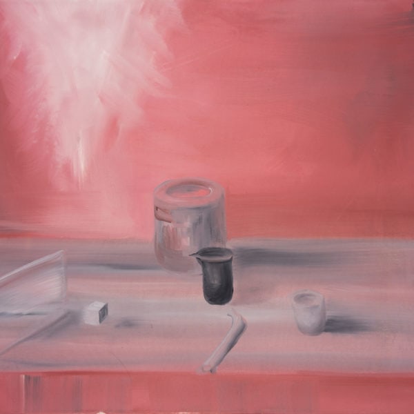 Malerei, Öl auf Leinwand, 70cm x 60cm, Stilleben vor rotem Hintergrund, artist: Franziska King