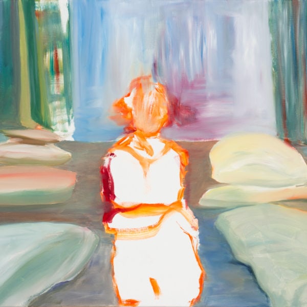 Malerei, Öl auf Leinwand, 100cm x 80cm, Figur vor Wasserfall, artist: Franziska King