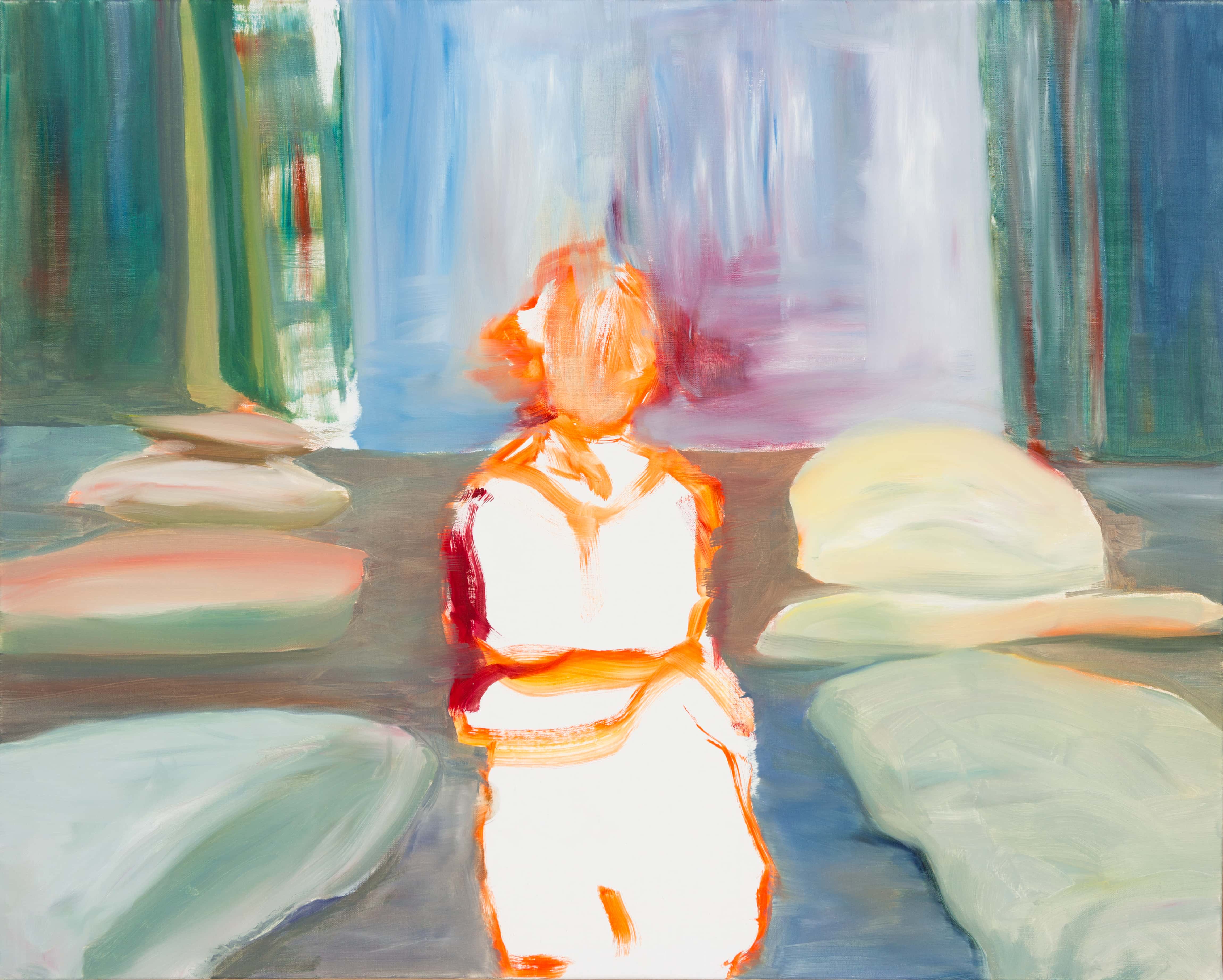 Malerei, Öl auf Leinwand, 100cm x 80cm, Figur vor Wasserfall, artist: Franziska King