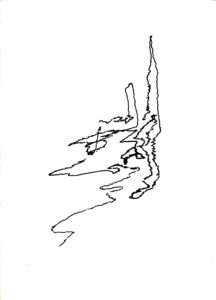 Zeichnung, Tusche auf Papier, 21cm x 30cm, seismographische Aufzeichnungen in öffentlichen Verkehr, artist: Franziska King