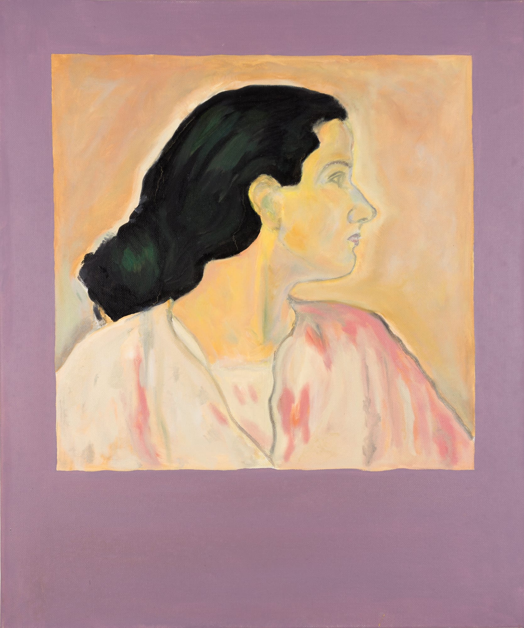 Malerei, Öl auf Leinwand, 50cm x 59,5cm, Frauenkopf im Profil, artist: Franziska King