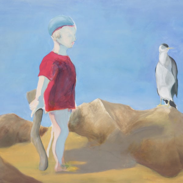 Malerei, Öl auf Leinwand, 159cm x 119cm, Bub mit Pinguin, artist: Franziska King