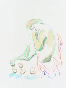 Farbstift und Wachspastell auf Papier, 24x32cm, Akt, Künstlerin: Franziska King