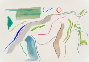 Farbstift und Gouache auf Papier, 21x14,8cm, Akt, Künstlerin: Franziska King