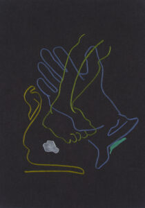 Farbstift auf Papier, 14,8x21cm, Akt, Künstlerin: Franziska King