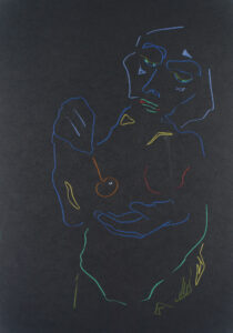 Farbstift auf Papier, 29,7x42cm, Akt, Künstlerin: Franziska King