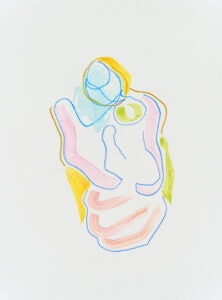 Farbstift, Gouache und Wachspastell auf Papier, 24x32cm, Akt, Künstlerin: Franziska King