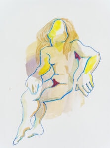 Aquarell und Farbstift auf Papier, 24x32cm, Akt, Künstlerin: Franziska King