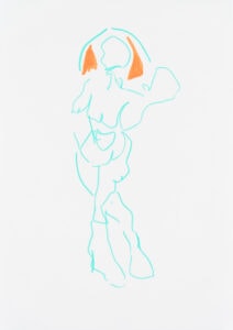 Pigmentmarker auf Markerpapierl, 21x29,7cm, Akt, Künstlerin: Franziska King