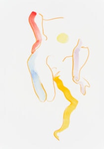 Aquarell und Farbstift auf Papier, 21x29,7cm, Akt, Künstlerin: Franziska King