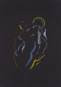 Farbstift und Wachspastell auf Papier, 14,8x21cm, Akt, Künstlerin: Franziska King