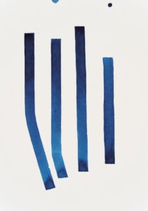 Tusche auf Papier, 14,8x21cm, vier Linien, Künstlerin: Franziska King