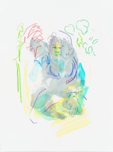 Eitempera, Farbstift und Gouache auf Papier, 24x32cm, Akt, Künstlerin: Franziska King