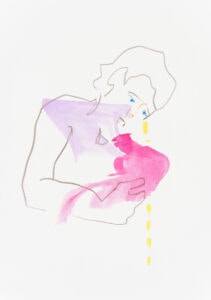 Farbstift und Wachspastell auf Papier, 21x29,7cm, Akt, Künstlerin: Franziska King