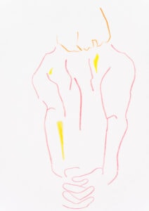 Farbstift auf Papier, 14,8x21cm, Akt, Künstlerin: Franziska King