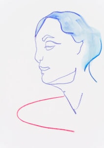 Farbstift und Gouache auf Papier, 14,8x21cm, Portrait, Künstlerin: Franziska King