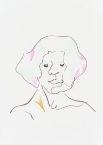 Farbstift und Tusche auf Papier, 21x29,7cm, Portrait, Künstlerin: Franziska King