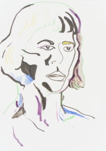 Farbstift und Tusche auf Papier, 21x29,7cm, Portrait, Künstlerin: Franziska King